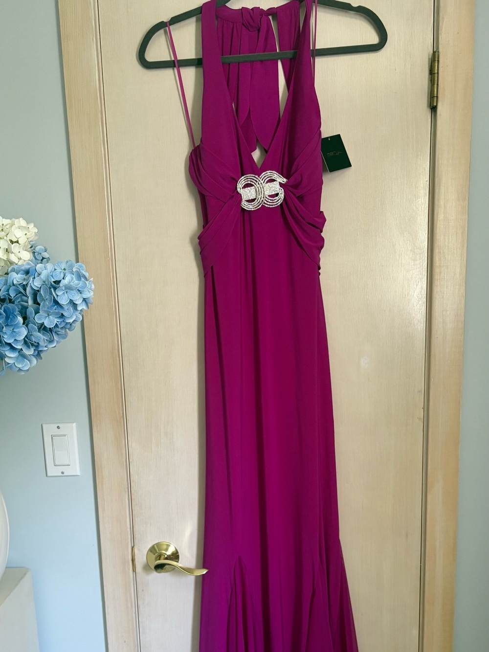 Mary L Couture Fuchsia Halter Dress